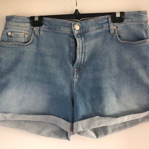 7 For All Mankind Mid Roll Denim Shorts - Picture 1 of 5